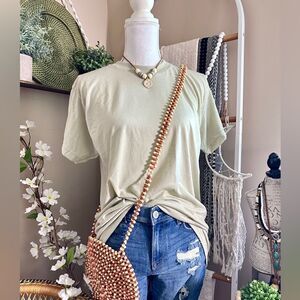 Unisex Military Sand Colored Basic Short Sleeve T Shirt